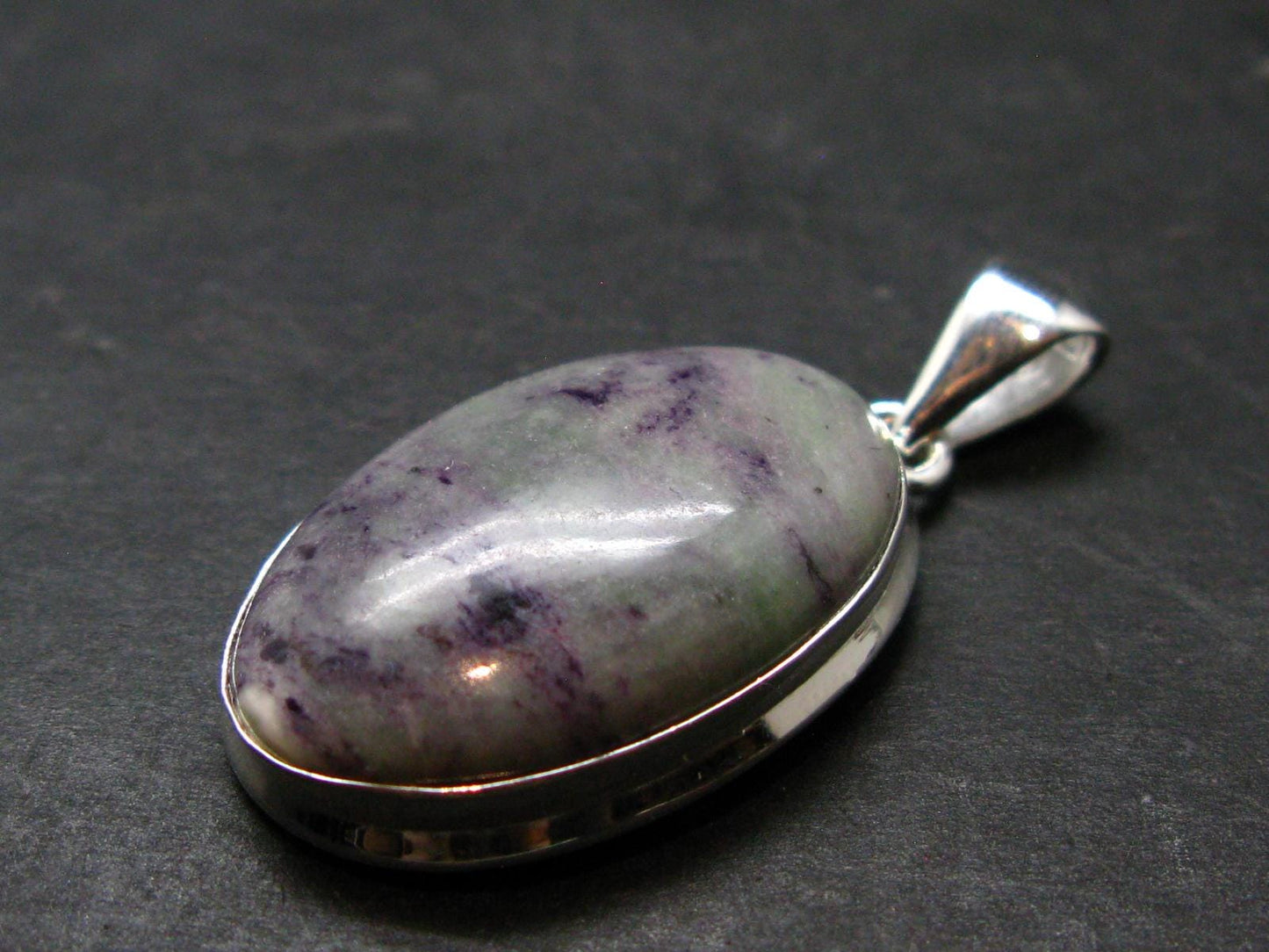 Raw Violet Kämmererite Kammererite Chrome Clinochlore Silver Plated Pendant from Turkey - 1.5" - 7.90 Grams