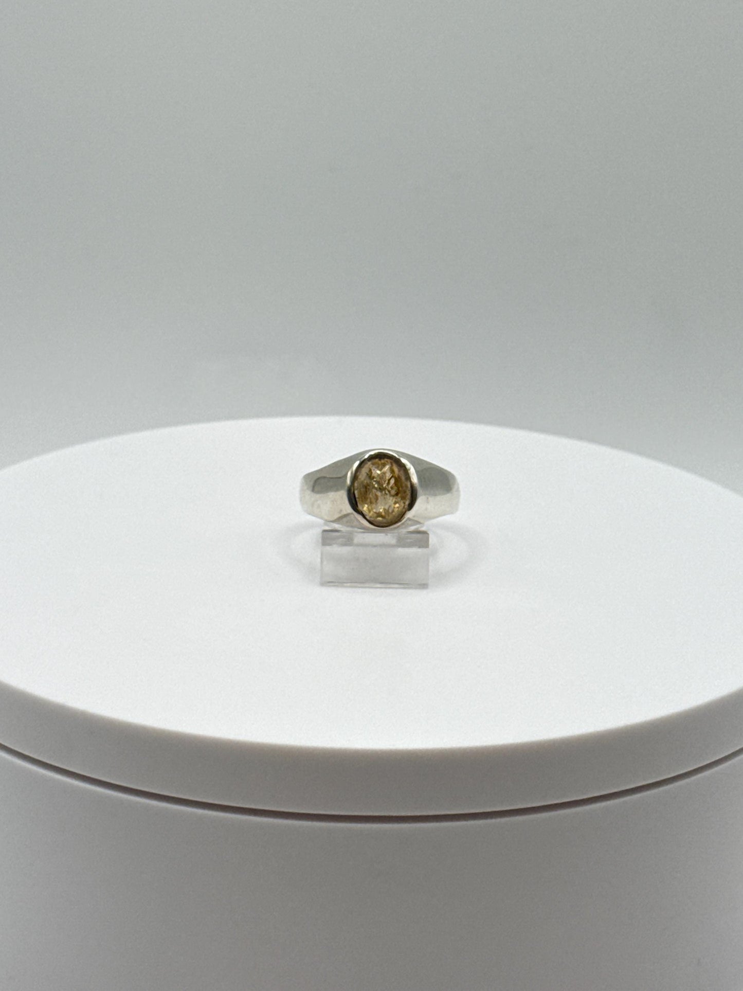 Sterling Silver Ring with Oval Imperial Topaz – Subtle Golden Glow - Size 9.5