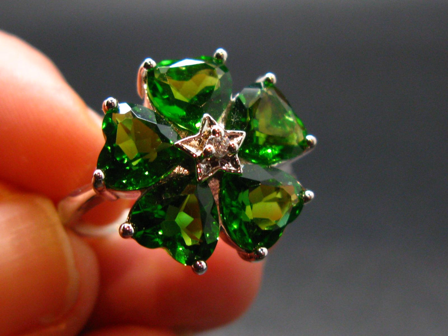 Helenite Gaia Stone Gem Sterling Silver Ring From Washington - Size 9 - 5.2 Carats