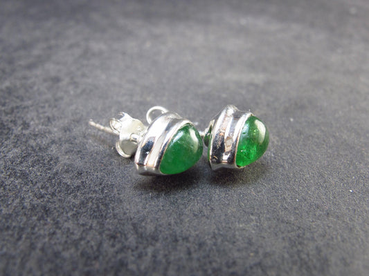 Tsavorite Gem Green Garnet Sterling Silver Earrings from Tanzania - 2.11 Grams