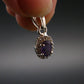 Large Genuine Rich Purple Faceted Amethyst Sterling Silver Pendant From Brazil - 0.7" - 1.08 Grams