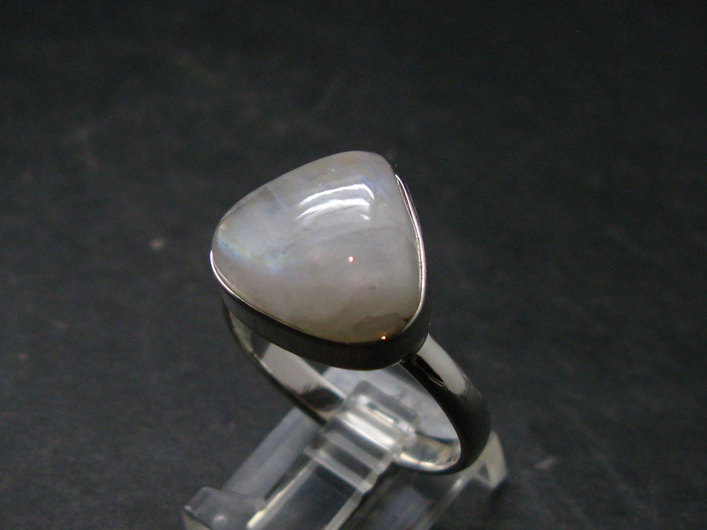 Natural Glow From Inside Moonstone Silver Plated Ring - 5.11 Grams - Size 11