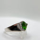 Green Helenite Pear Cut Ring – Sterling Silver Statement Gemstone Ring with Accent Stones