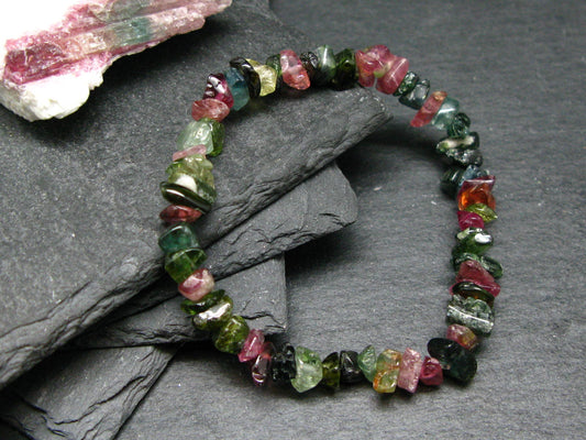 Watermelon Bicolor Tourmaline Genuine Bracelet ~ 7 Inches ~ 8mm Tumbled Beads