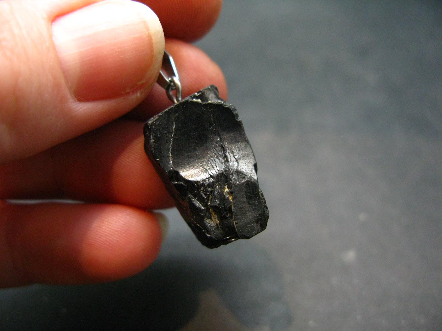 Unpolished Elite Shungite Silver Pendant from Russia - 1.1" - 2.71 Grams