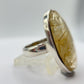 Golden Rutilated Quartz Ring – Oval Rutile Crystal Statement Ring - Size 8
