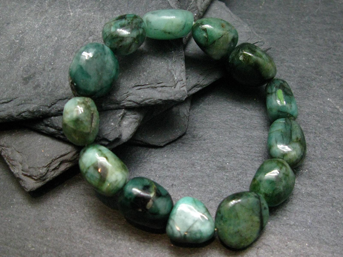 Emerald Genuine Bracelet ~ 7 Inches ~ 15mm Tumbled Beads