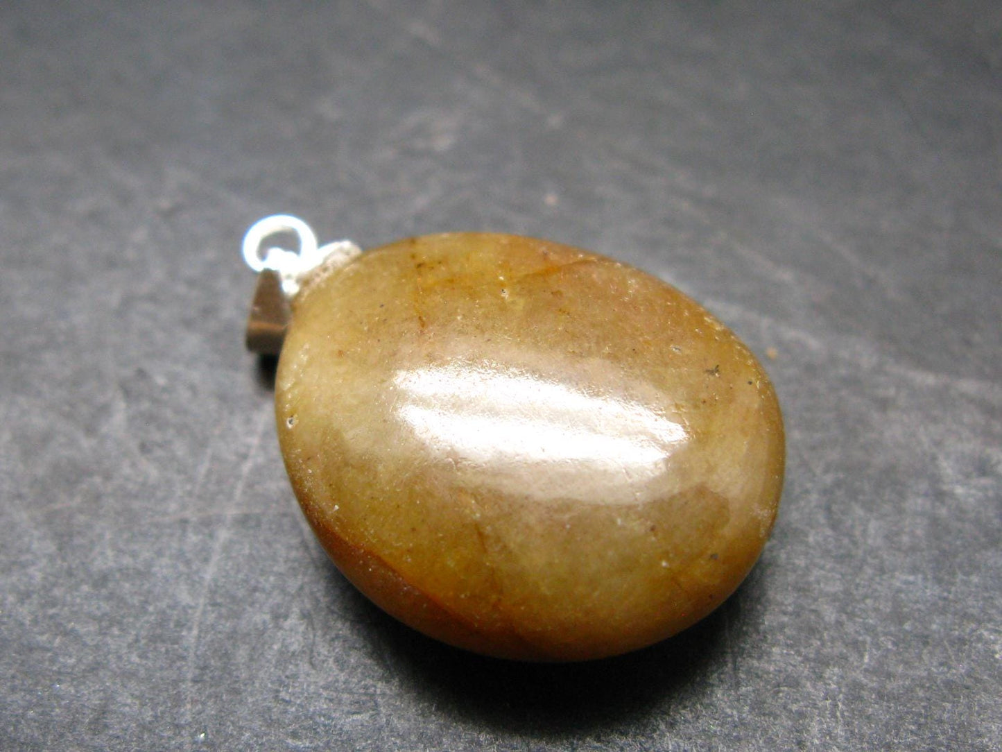 Yellow Sapphire Corundum Polished Crystal Silver Pendant From Sri Lanka - 1.0" - 32.40 Carats