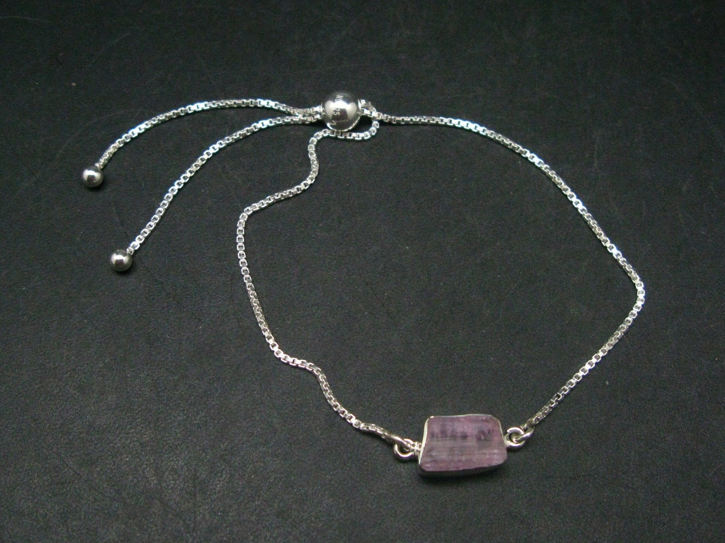 Pink Tanzanite Silver Bracelet From Tanzania - 3.24 Grams - Adjustable length