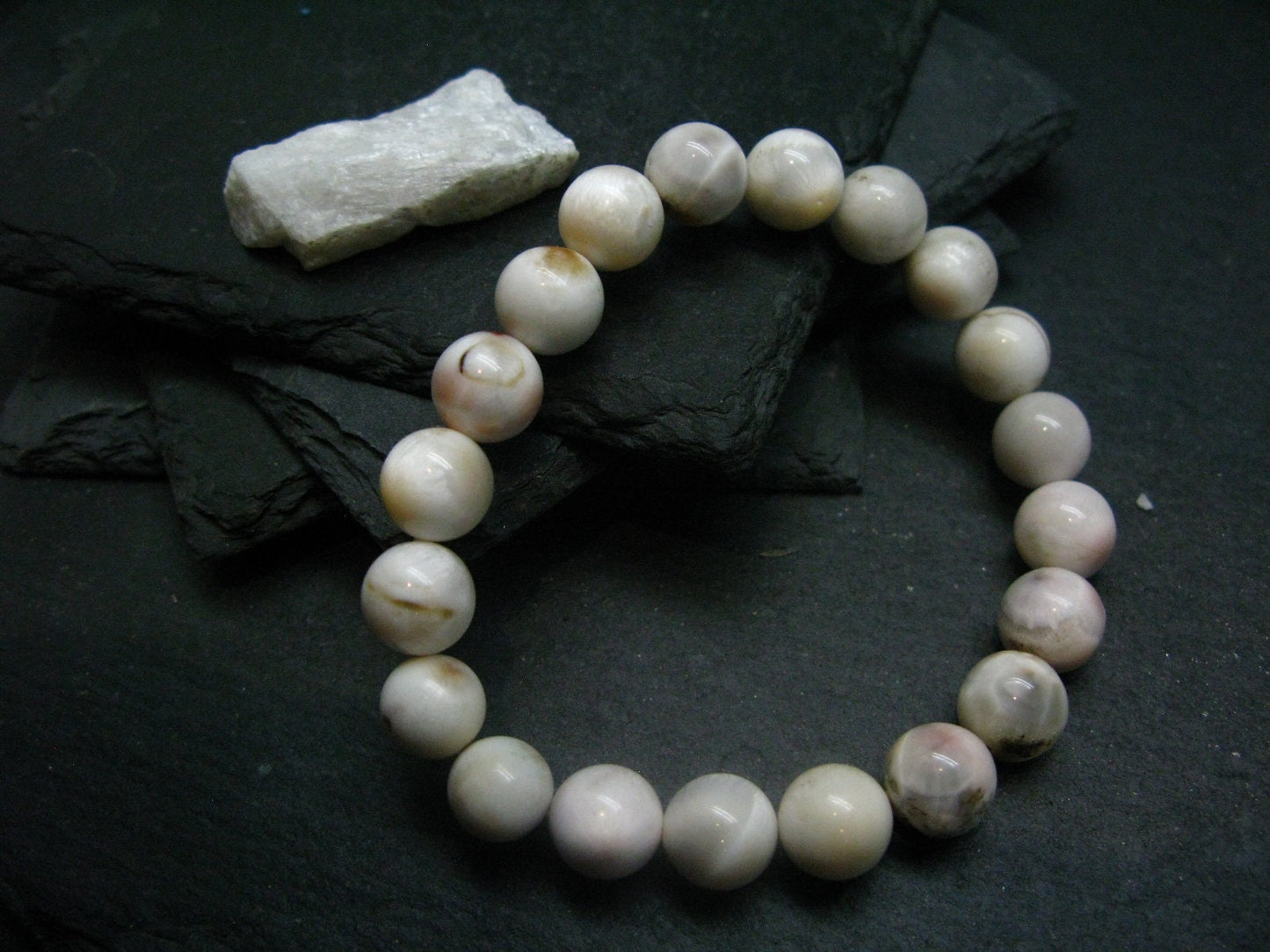 Natrolite Genuine Bracelet ~ 7 Inches ~ 10mm Round Beads