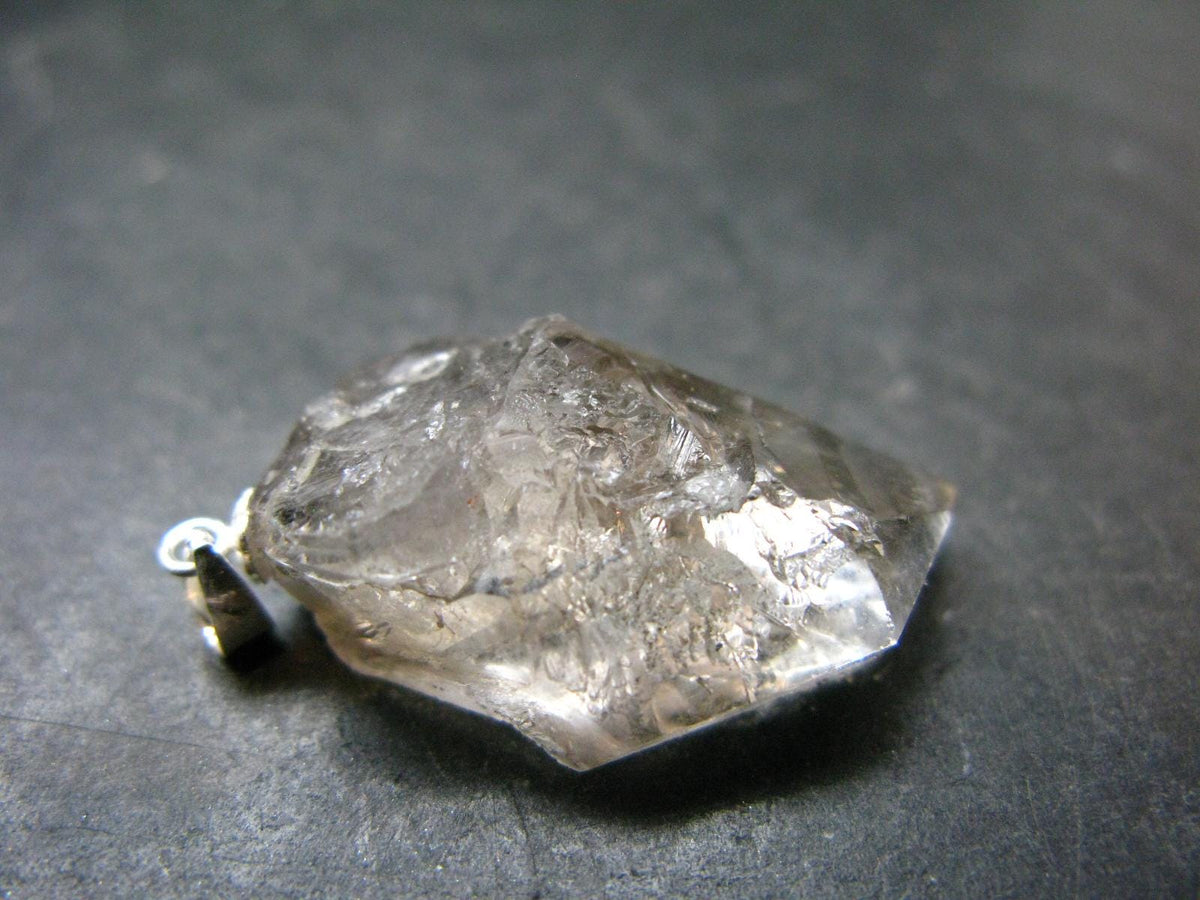 Large DT Elestial Quartz Crystal Silver Pendant From Brazil - 1.4" - 5.79 Grams