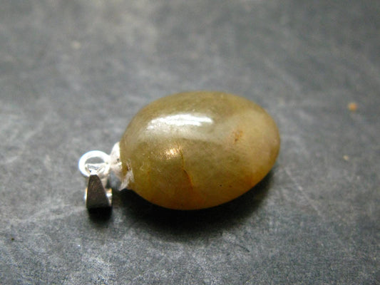 Yellow Sapphire Silver Pendant From Sri Lanka - 0.9" - 15.0 Carats