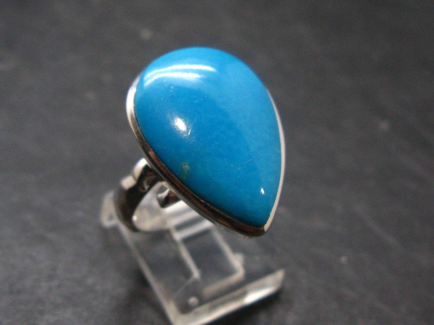 Genuine Turquoise Sterling Silver Ring Adjustable Size- 7.90 Grams