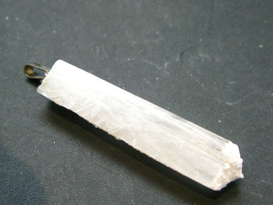 Scolecite Silver Pendant From India - 2.1"