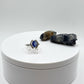 Blue Sapphire Halo Ring: Sterling Silver Statement Jewelry, Size 8.5