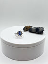 Blue Sapphire Halo Ring: Sterling Silver Statement Jewelry, Size 8.5