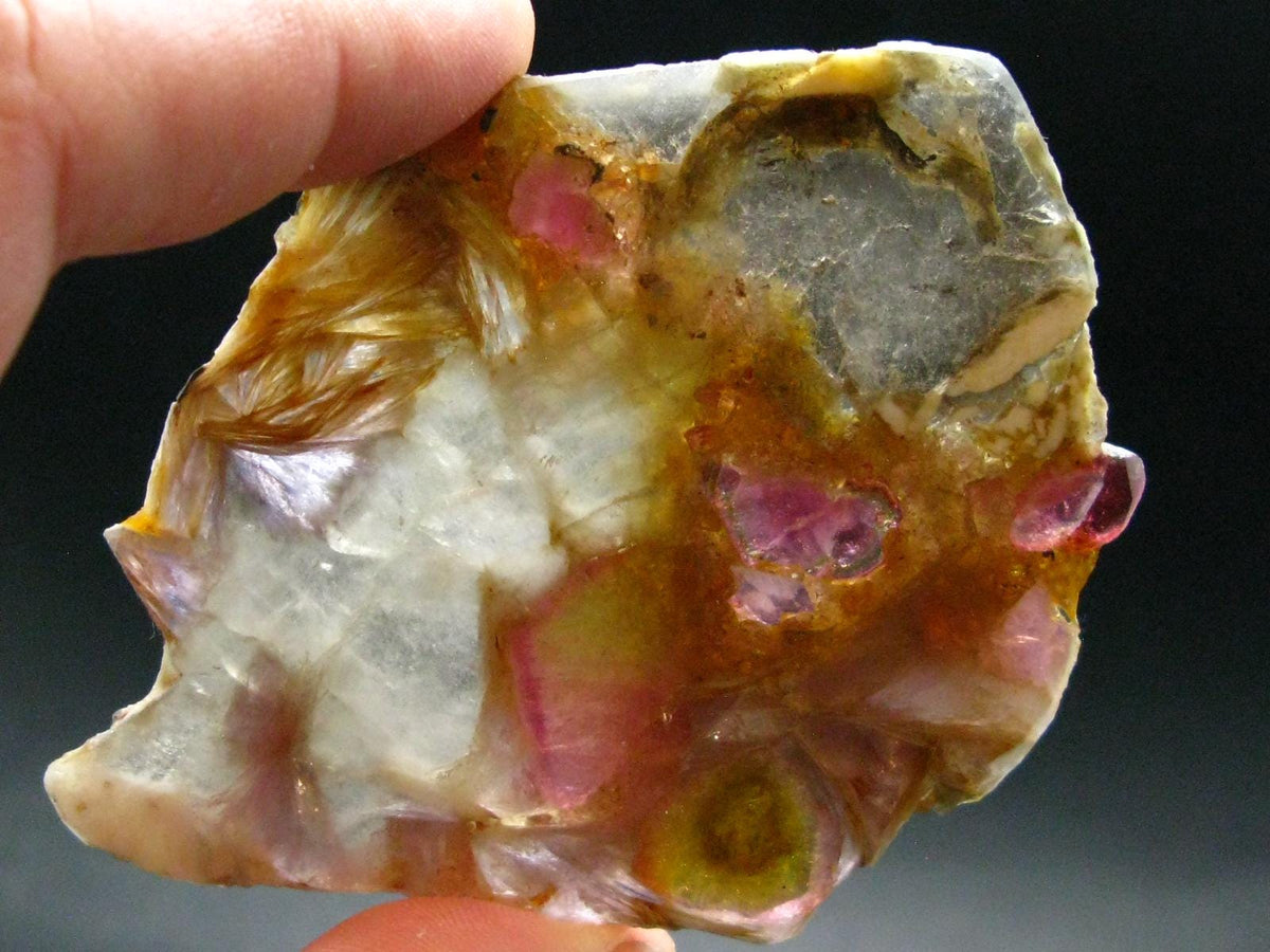 Stunning Tourmaline & Lepidolite in Quartz Slice From Russia - 3.3"