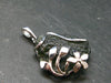 Moldavite Tektite Silver Clover Pendant from Czech Republic - 1.4" - 6.64 Grams