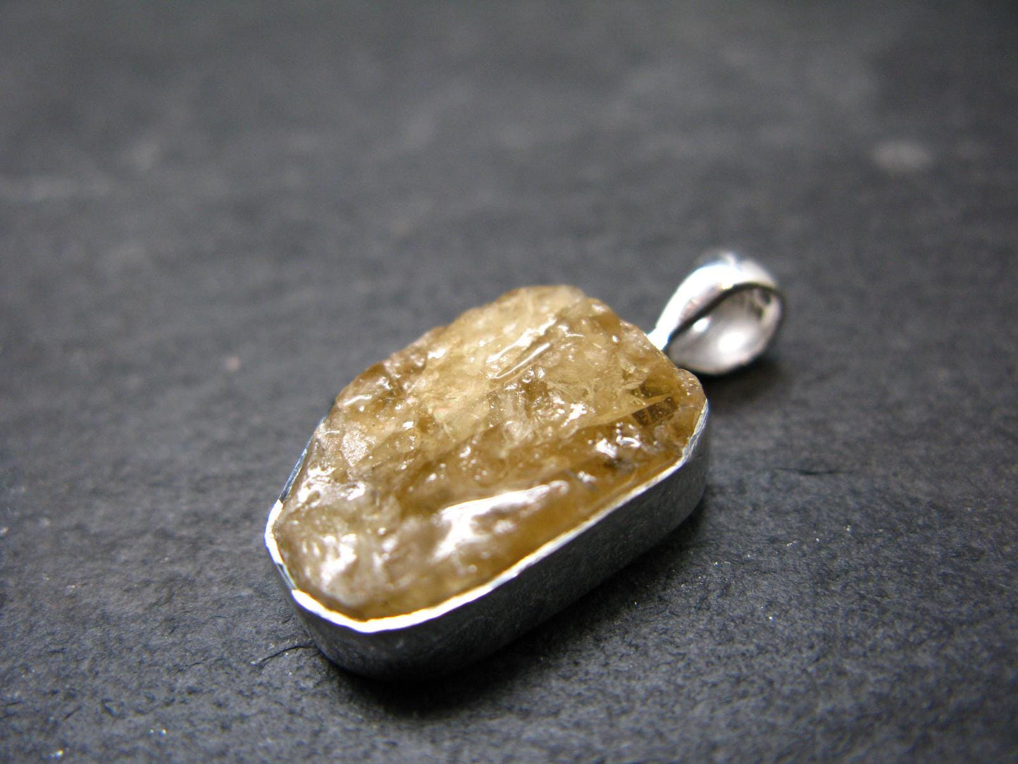 Large Natural Agni Gold Danburite Sterling Silver Pendant from Tanzania - 1.0" - 3.30 Grams
