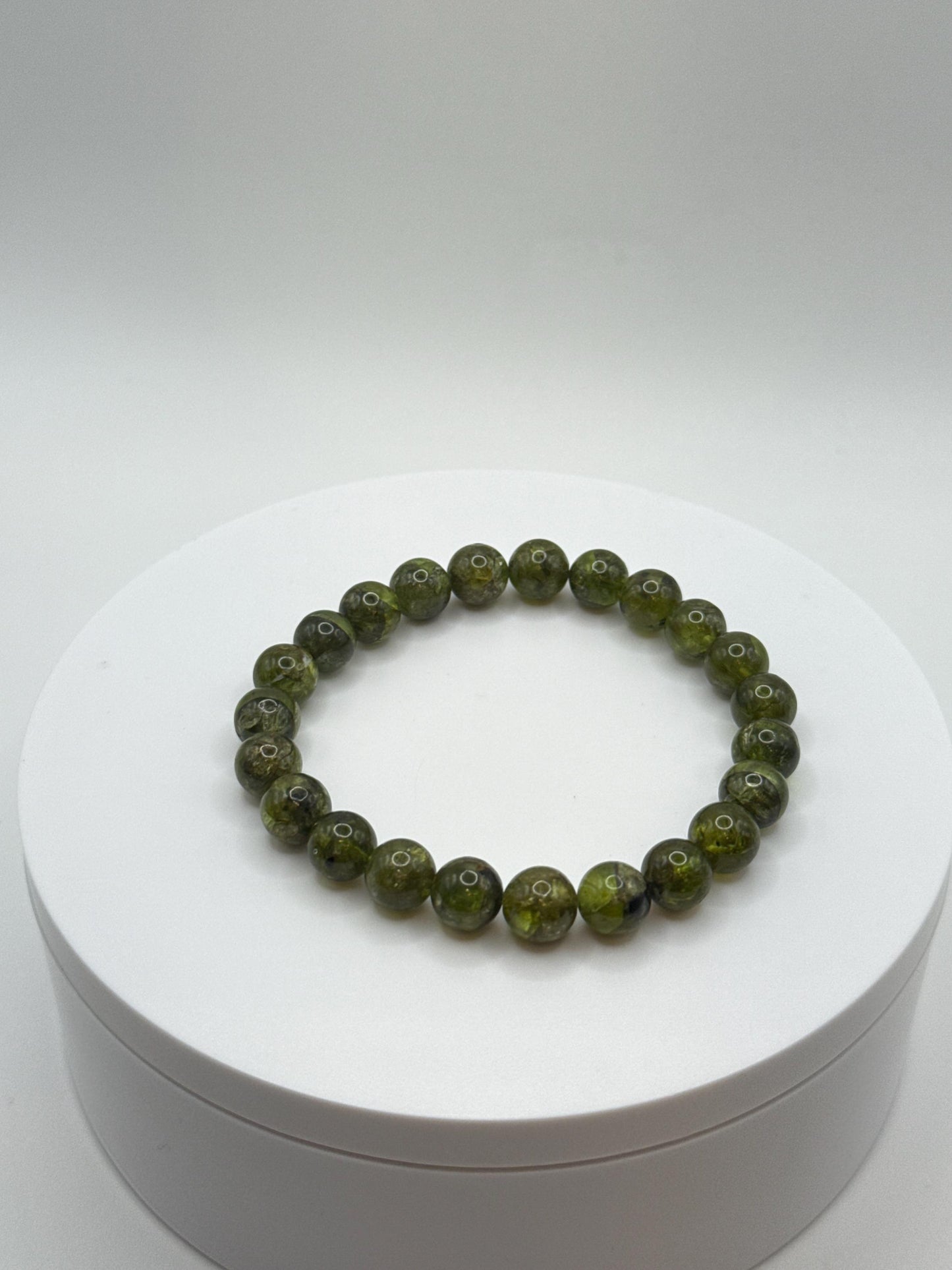 Natural Peridot Beaded Stretch Bracelet | August Birthstone Jewelry