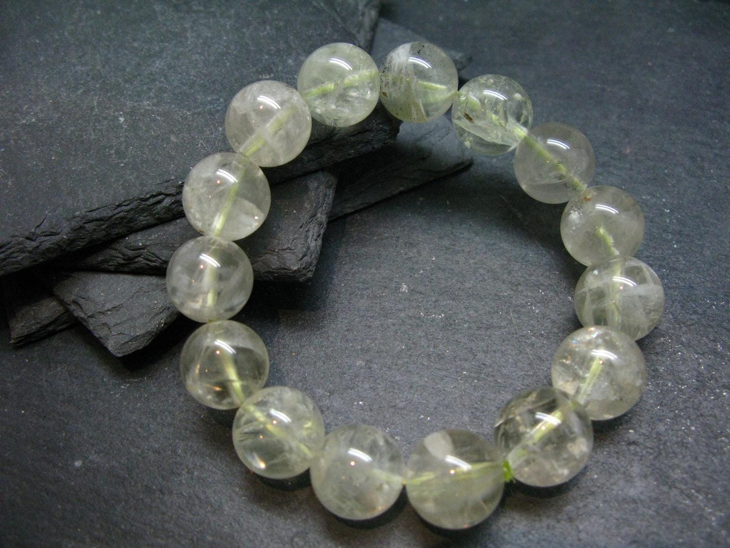 Sanidine Gold Labradorite Genuine Bracelet ~ 7 Inches ~ 15mm Round Beads