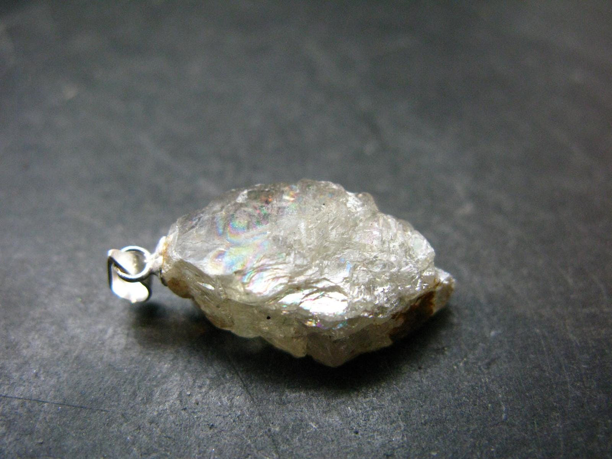 Gem Color Change See-Thru Straw Terminated Crystal Diaspore Crystal Silver Pendant From Turkey - 1.2" - 8.16 Grams