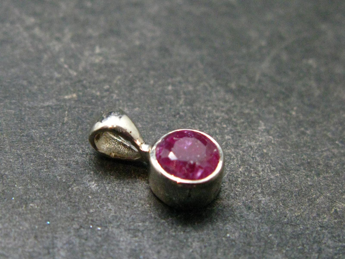 Ruby Crystal Silver Pendant from Africa - 0.5" - 0.64 Grams