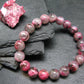 Rhodonite in Quartz Genuine Bracelet ~ 7 Inches ~ 10mm Round Beads