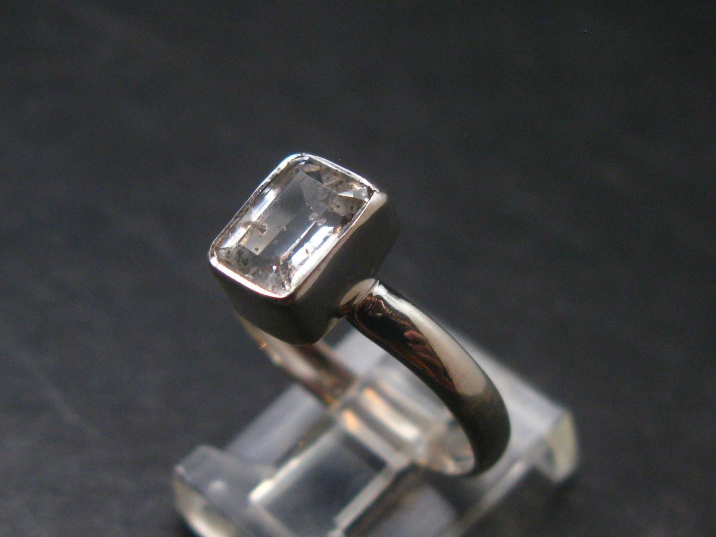 Phenakite Phenacite Crystal Facetted Silver 1.81 Carats Ring From Russia - Size 8 - 2.19 Grams