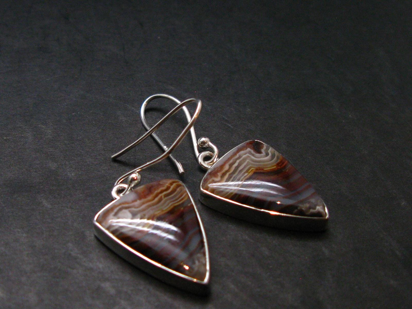 Laguna Lace Agate 925 Silver Earrings - 5.15 Grams
