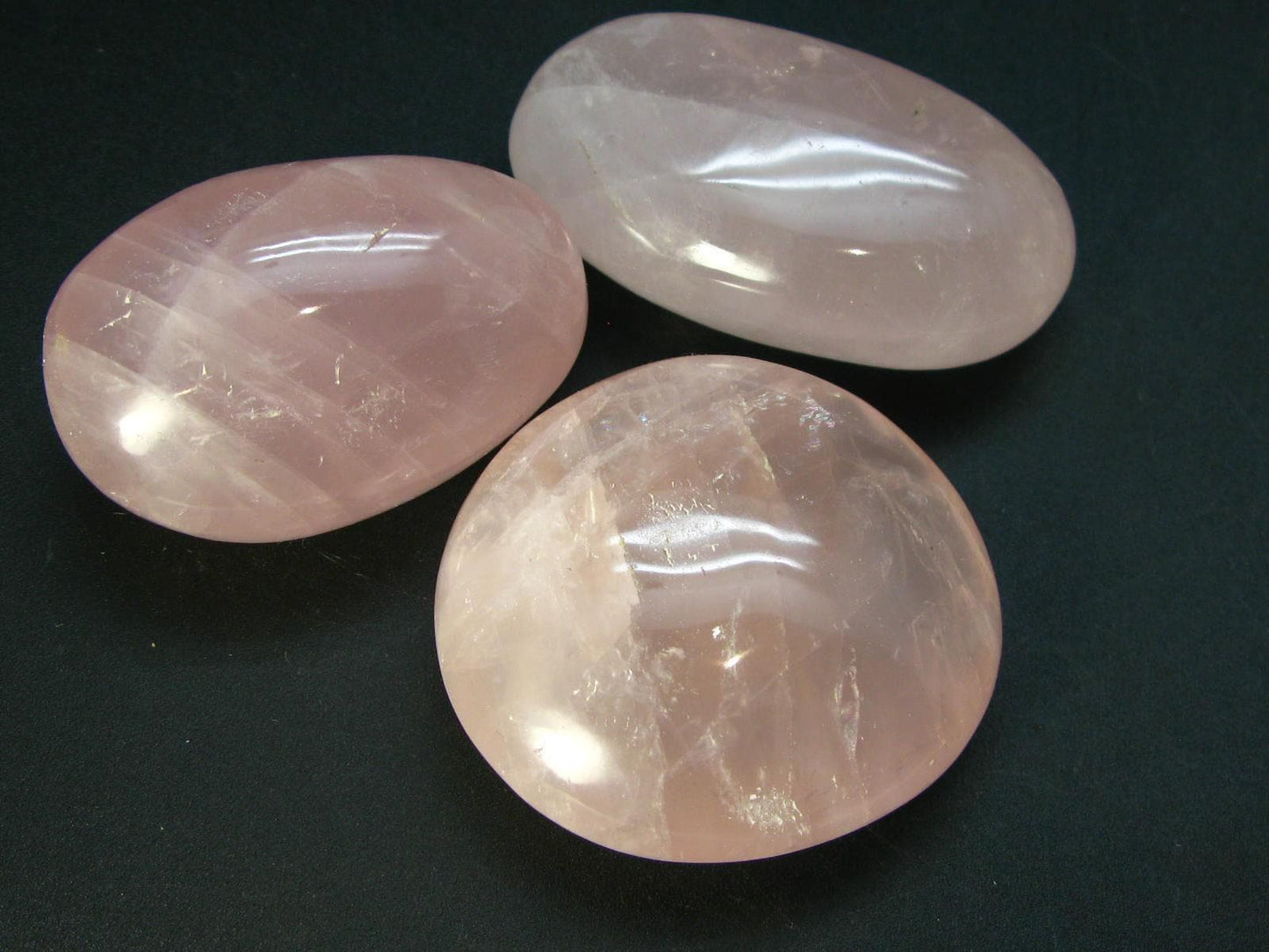 Lot of Three Rose Quartz Polished Palmstone From Madagascar