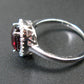 Natural Faceted Red Garnet Rhodium Plated Sterling Silver Ring with CZ - Size 6.5