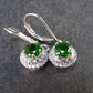 Natural Intense Forest Green Faceted Chrome Diopside Dangle 925 Silver Leverback Earrings from Russia - 1 Carat