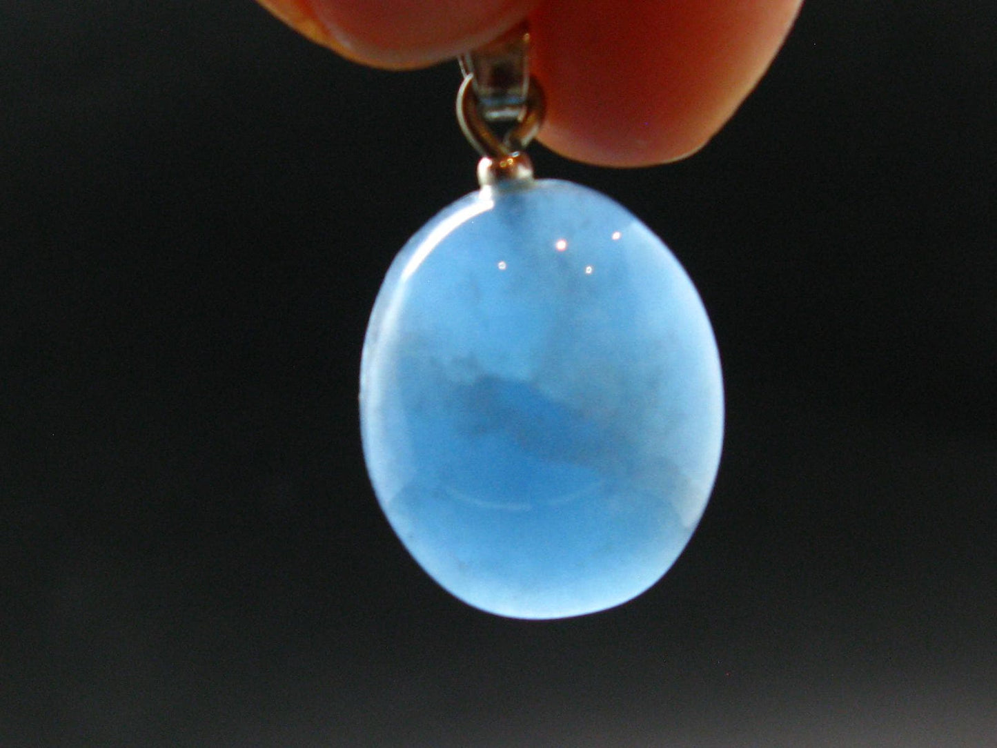 Lemurian Aquatine Blue Calcite Silver Pendant from Argentina - 1.1" - 5.44 Grams