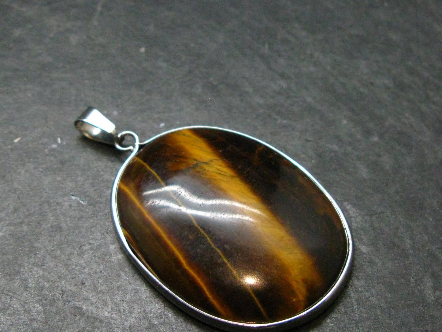 Tiger Eye Silver Plated Pendant - 2.0"