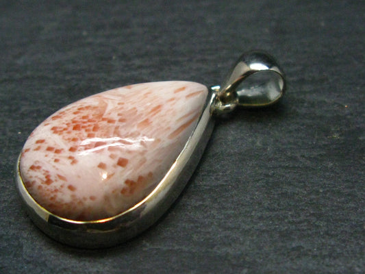 Pink Scolecite Sterling Silver Pendant From India - 1.5"