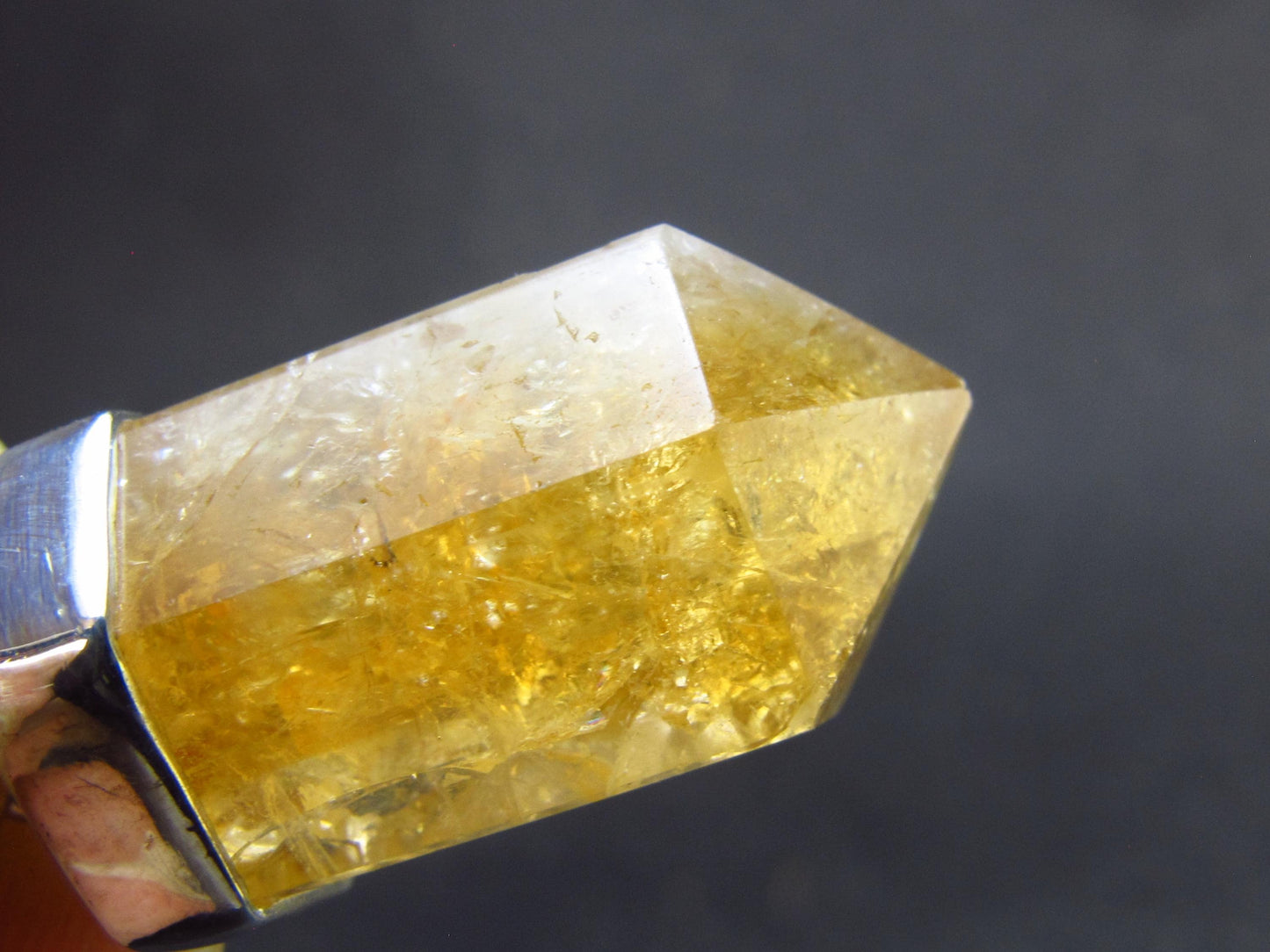 Yellow Citrine Sterling Silver Pendant from Brazil - 1.2" - 6.48 Grams