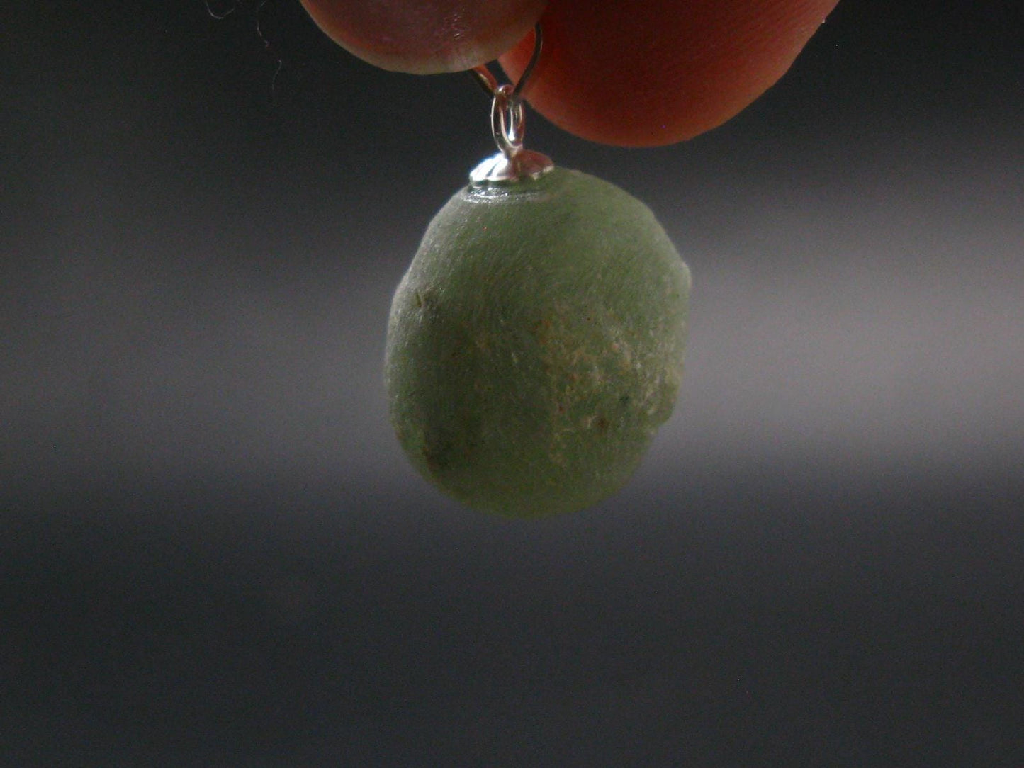 Complete Prehnite Sterling Silver Pendant from Mali - 0.8" - 4.53 Grams