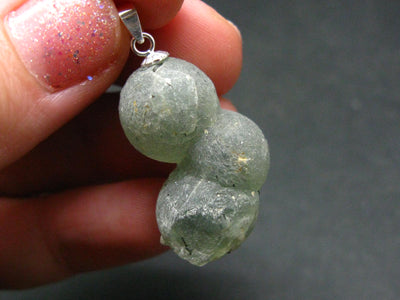 Complete Prehnite Sterling Silver Pendant from Mali - 1.3" - 7.45 Grams