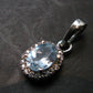Elegant Genuine Solitaire Sky Blue Topaz Sterling Silver Pendant with CZ From Brazil - 0.7" - 1.44 Grams