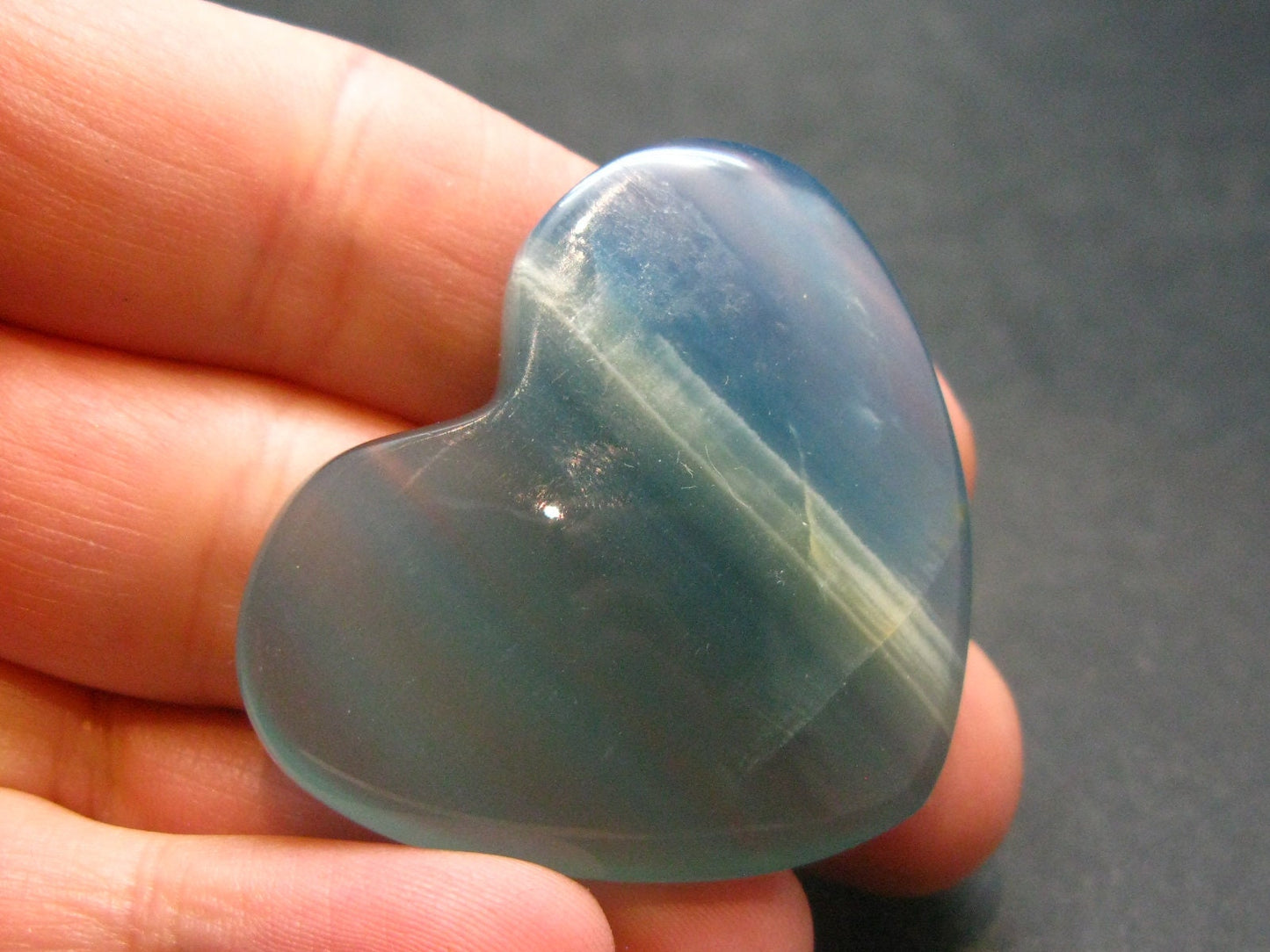 Nice Lemurian Aquatine Blue Calcite Heart From Argentina - 1.3" - 25.51 Grams