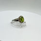 Oval Peridot Halo Ring | Sterling Silver, August Birthstone - Size 6