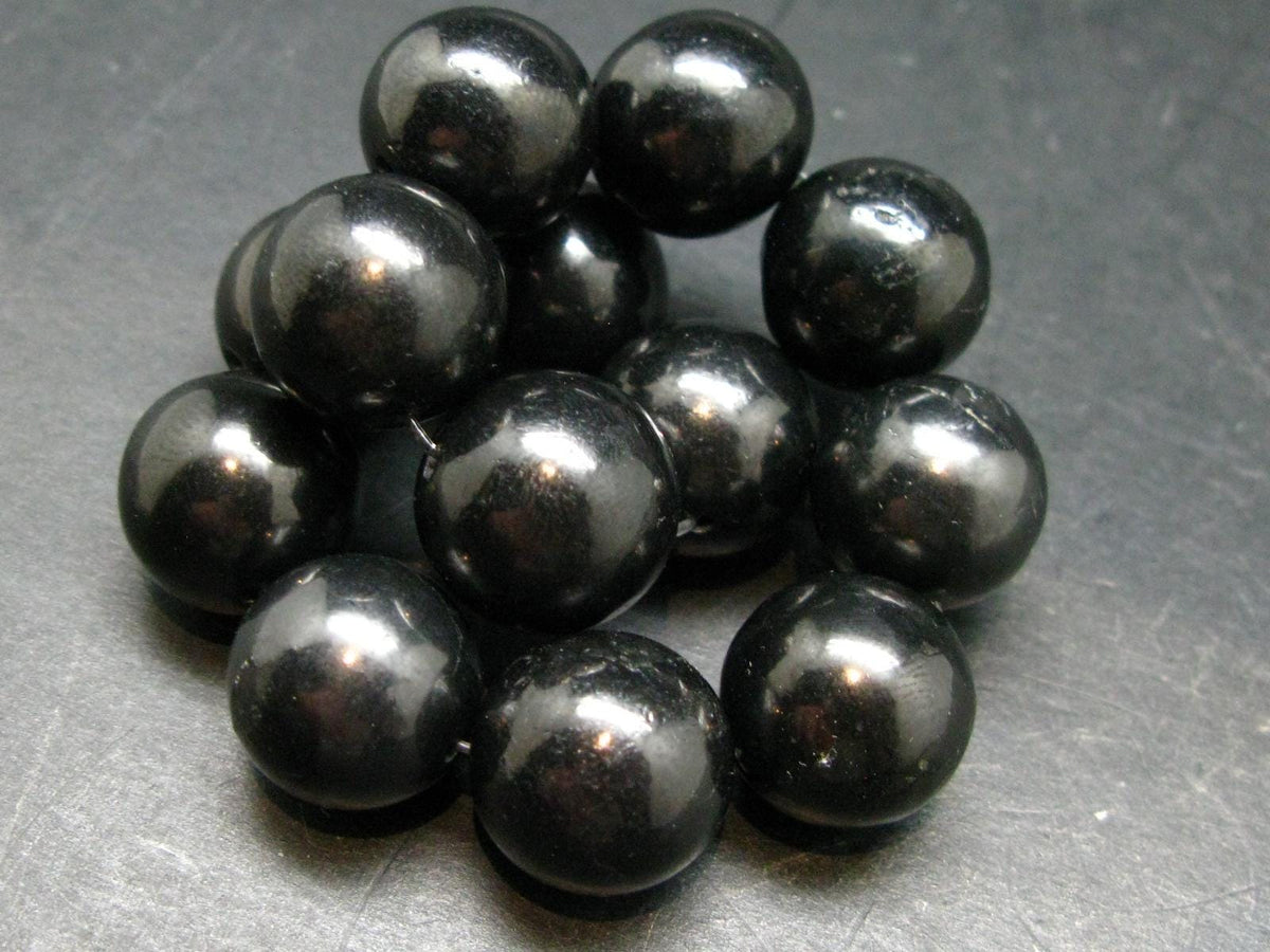 Shungite Genuine Bracelet ~ 7 Inches ~ 16mm Round Beads