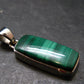 Genuine Vivid Vibrant Green Malachite Sterling Silver Pendant From Congo - 1.3" - 5.56 Grams