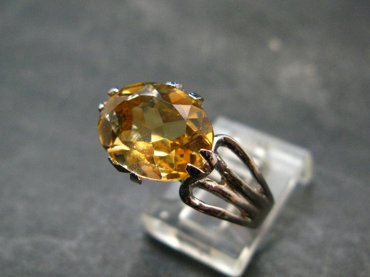 Stone of Success!! Natural Golden Yellow Citrine Faceted Sterling Silver Ring - Size 8.5 - 4.0 Grams