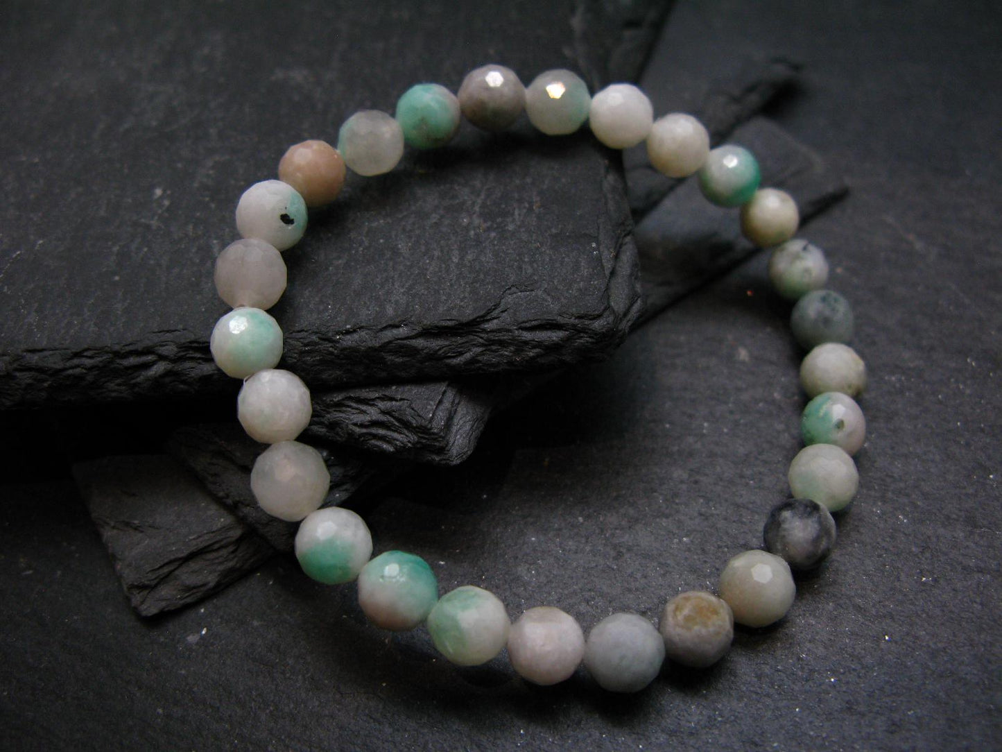 Emerald Genuine Bracelet ~ 7 Inches ~ 7mm Round Facetted Beads