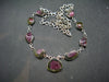 Watermelon Tourmaline Crystal Silver Necklace from Brazil - 18.5" - 25.5 Grams