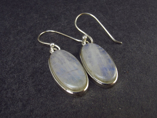Cabochon Natural Moonstone 925 Sterling Silver Drop Earrings - 1.3" - 4.36 Grams