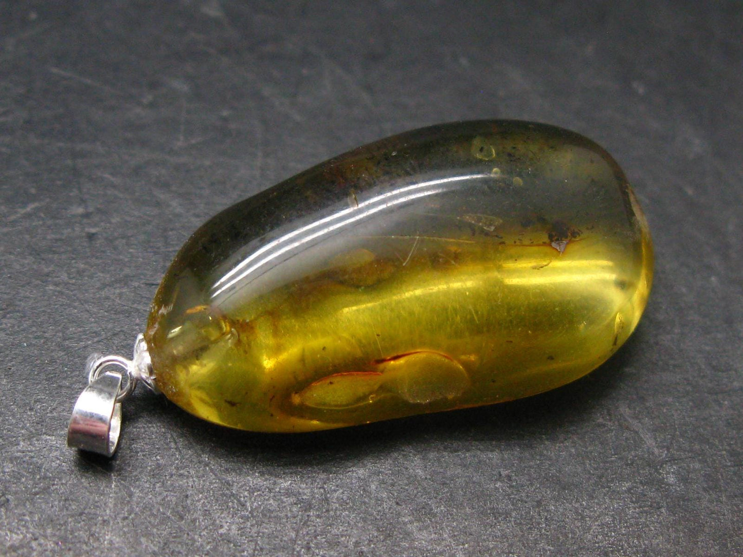 Natural Insects in Baltic Amber 925 Silver Pendant from Poland - 1.6" - 3.90 Grams