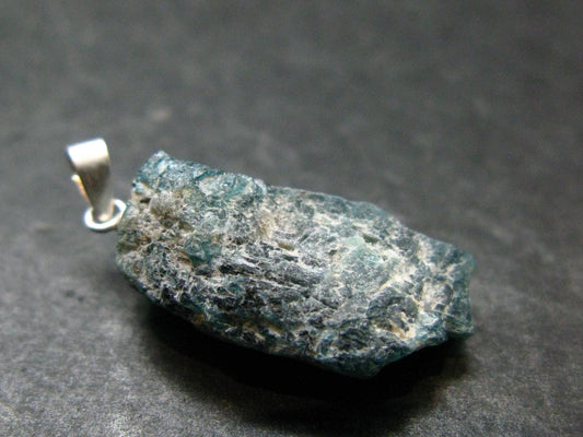Extremely Rare Rough Grandidierite Silver Pendant From Madagascar - 1.2" - 3.91 Grams